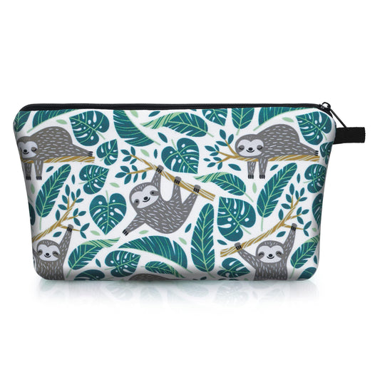 Sibba Makeup Bag Small Cosmetic Toiletry Organizer Storage Black Mini Nylon Sunflower Make Up Pouch Handbag Purse Case Accessories Teens Women Travel (Sloth)