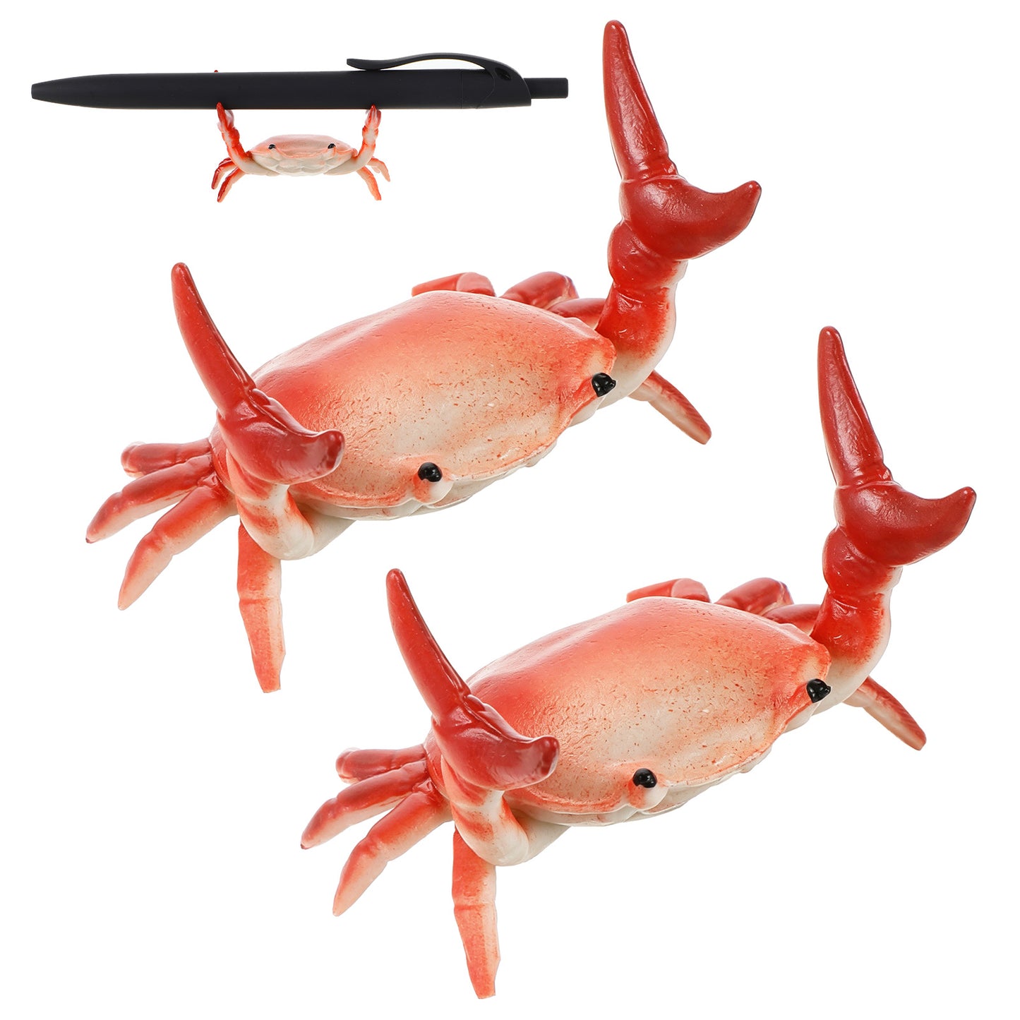 Gsbnjuy 2 Pack Desk Crab Pen Holder Cute Red Eyeglass Stand Creative Weightlifting Crab Pencil Stand Funny Bracket Storage Coffee Spoon Rest Office Decor and Accessories Organizer for Small Items Home