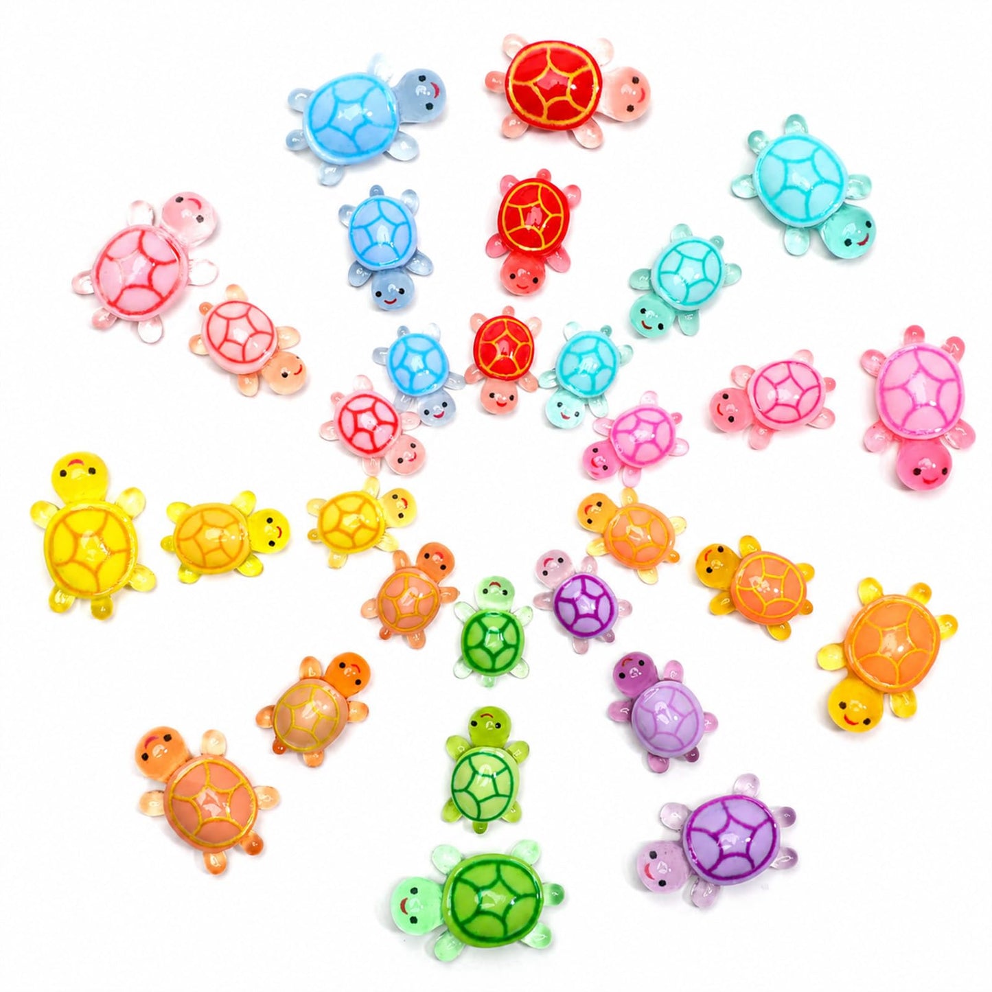 Gjinxi 30pcs Mini Resin Turtles Figurines to Hide, Luminous Mixed Animal Sea Turtle Toys Bulk Glow in The Dark Plastic Ocean Figures Miniature Dollhouse Accessories for Garden Decor Small Medium Large