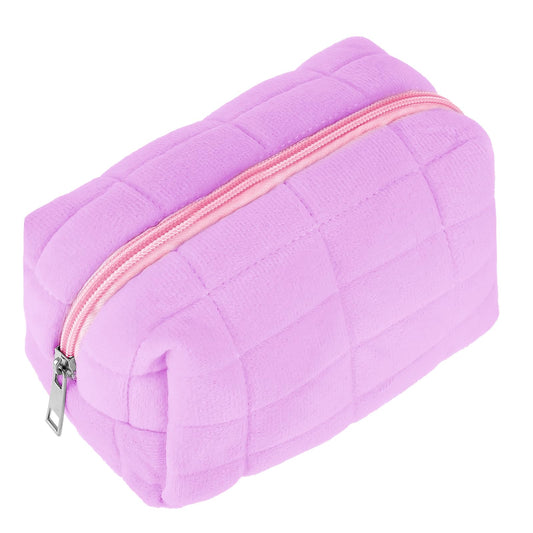 Sibba Makeup Pouch Pencil Bag 1PC Small Cosmetic Toiletry Case with Zipper Make Up Purse Inside Organizer Backpack Essentials Aesthetic Make-Up Portable Daily Storage Travel Set(Purple)