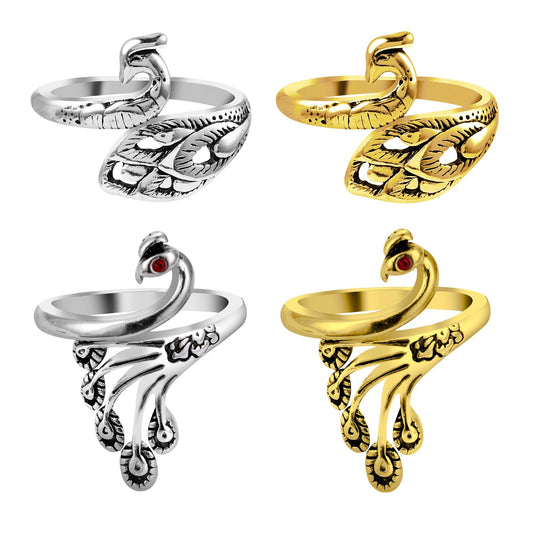 Sibba Knitting Crochet Ring 4 PCS Knit Yarn Crocheting Finger Guide Hooks Measuring Tool Adjustable DIY Weaving Craft Braid Supplies Portable Sewing Wrist Holder Hook Counter(Silver/Golden)