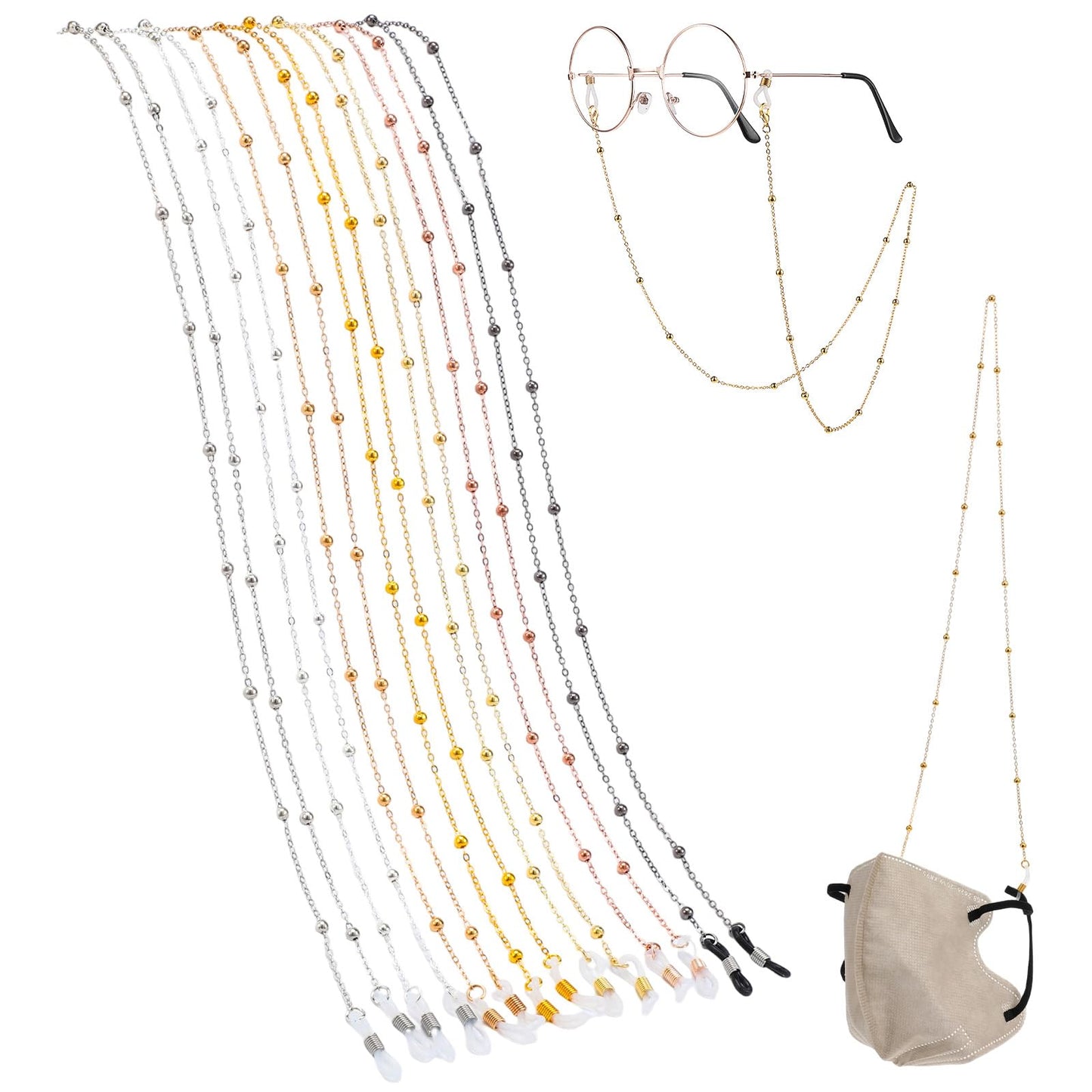Hpmjz 6Pcs Around Neck Eyeglass Chain Non-Slip Eyewear Chain Stylish Beaded Glasses Lanyard Adjustable Glasses Neck Strap Vintage Reading Eyeglass Chains with Loop for Women Men Sunglasses Sports