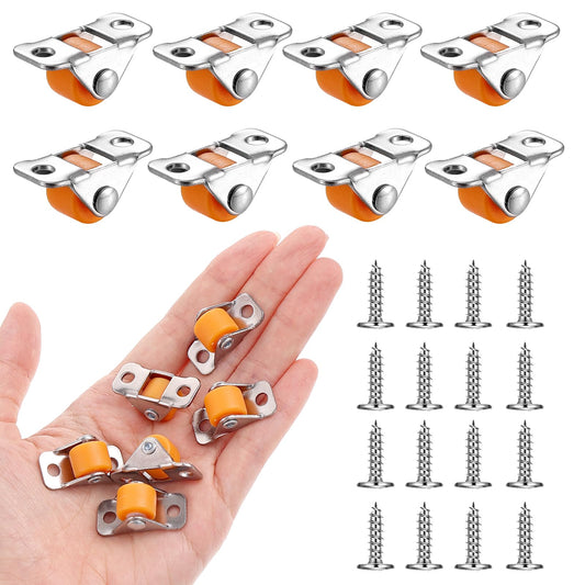 Dimeho 8 Pcs 0.5Inch Mini Caster Wheel Heavy Duty Rubber Rolling Wheel Low Profile Swivel Caster Self Adhesive Single Direction Tiny Wheel Metal Fixed Plate for Small Appliances Furniture DIY Project