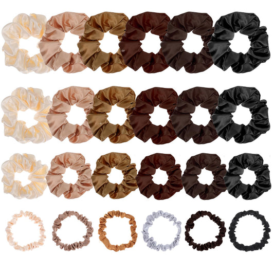 24 Pcs Satin Silk Hair Scrunchies for Women Soft Hair Ties Bands Bulk Fashion Hair Bands Ropes Elastic Ponytail Holder Cute No Damage Hair Ties for Women Girls Hair Accessories Decorations