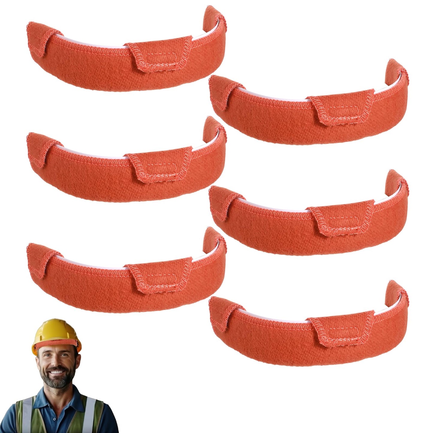 Dimeho 6 Pcs Hard Hat Sweatband, Hard Hat Sweat Band with Liners Washable Cotton Hard Hat Self Adhesive Sweat Band Liner Replacement Hard Hat Helmet Sweat Pads for Hard Hat Helmet Accessories