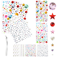 KFHENSOMR 5 Sheets Self Adhesive Face Gems Stickers Hair Gems Face Jewels Face Rhinestones Pearl Stickers Diamond Eye Makeup Festival Essentials Rave Accessories for Women