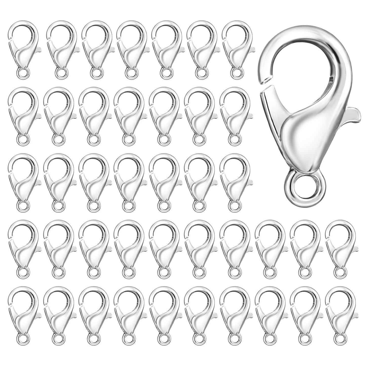 Dimeho 100 Pcs Lobster Clasps, Jewellery Lobster Claw Clasps Metal Lobster Clip Keychain Fastener Hook Clasps for Jewellery Making Necklaces Bracelet Clasps Accessory DIY Crafts