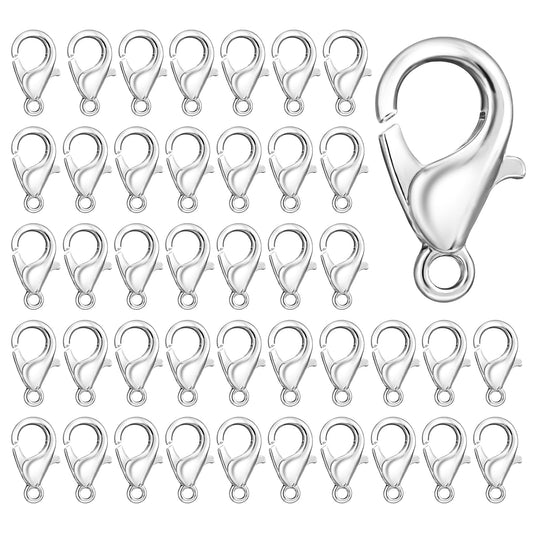 Dimeho 100 Pcs Lobster Clasps, Jewellery Lobster Claw Clasps Metal Lobster Clip Keychain Fastener Hook Clasps for Jewellery Making Necklaces Bracelet Clasps Accessory DIY Crafts