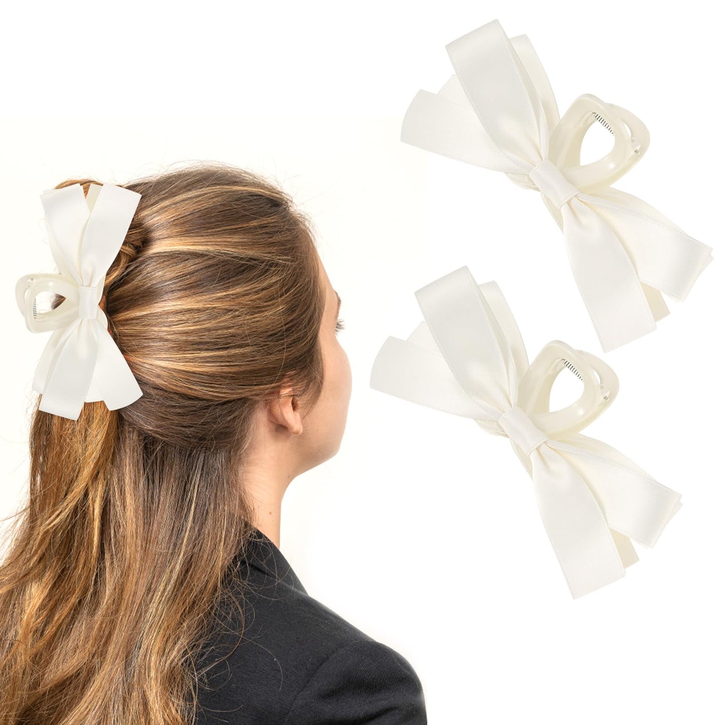 Big Bow Hair Claw Clips for Women, Bow-knot Hair Claw Clips Barrettes for Thick Thin Hair, Nonslip Claws Clamps Hair Clips, Bow Hair Dress Up Accessories for Birthday Party Show Christmas Thanksgiving