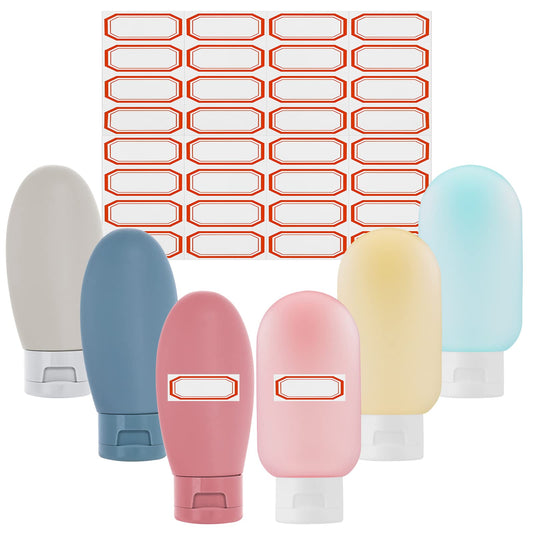 Sibba 6Pcs Travel Bottles Leak Proof Travel Size container for Toiletries Squeezable Travel Accessories for Shampoo Conditioner Lotion Body Wash