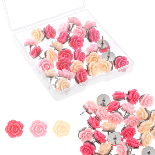 Sibba 30 Pcs Push Pins Flower Cork Board Pins Thumb Tacks For Pinboard Heavy Duty Thumb Tacks For Bulletin Board Colorful Cute Floret Push Pins Rustproof Drawing Pins For Office Whiteboard Photo Wall