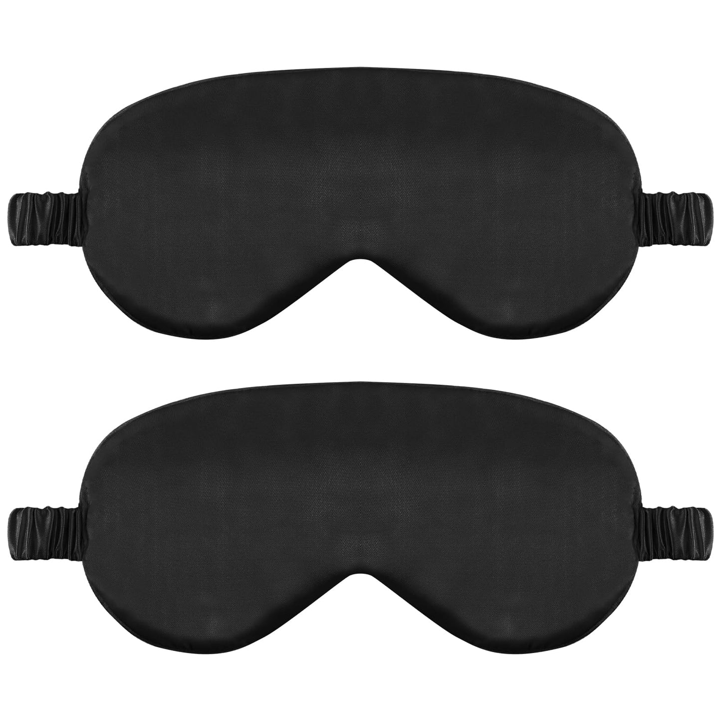 2 Pack Sleep Mask Silk Eye Mask Cover for Sleeping, Soft Satin Blindfold with Elastic Strap, Comfortable Night Sleeping Mask for Women Men (Black)