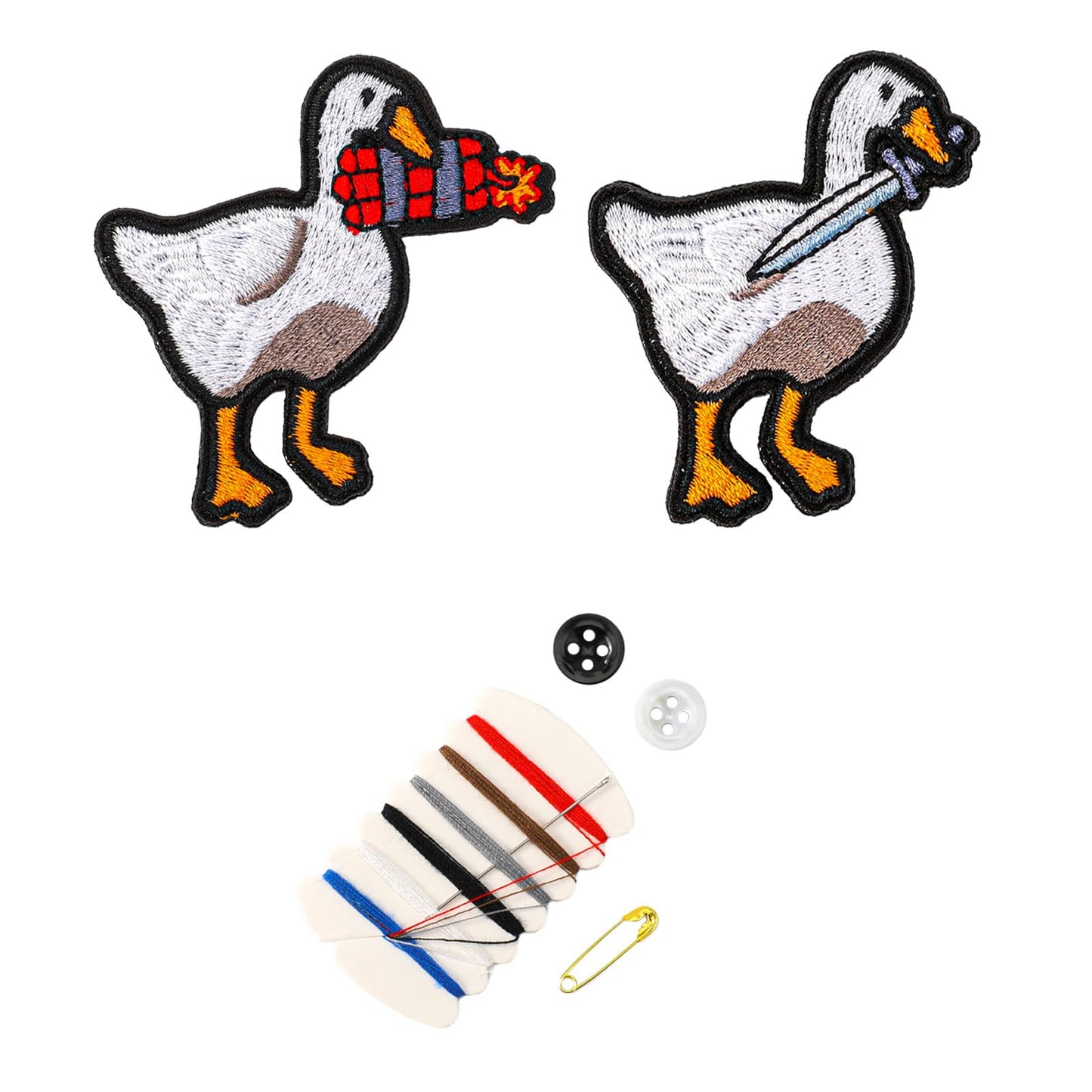 COMNICO 2 Pcs Patches, Cute Funny Duck with Explosive Embroidered Patch Military Tactical Loop and Hook Patches Appliques Accessories for Backpacks Jackets Jeans