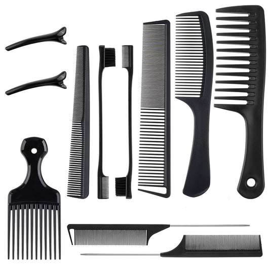 COMNICO Styling Hair Comb Set, 11 Pcs Stylist Professional Combs Set Anti Static Hair Cutting Comb Salon Styling Hairdressing Hair Styling Tool for Natural Black Curly Hair All Hair Types
