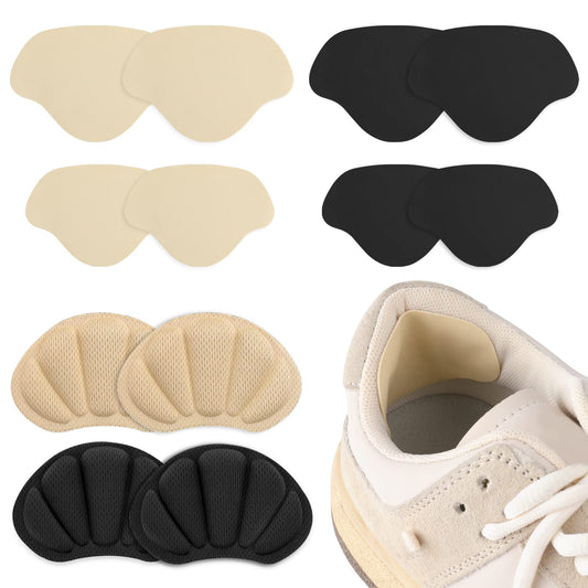 Sibba 4 PCS Heel Cushion Inserts Heel Grips with 8 PCS Shoe Heel Repair Patch Self-Adhesive Heel Grips for Shoes Too Big Anti-Slip Sport Shoes Heel Blister Protectors Hole Prevention for Most Shoes