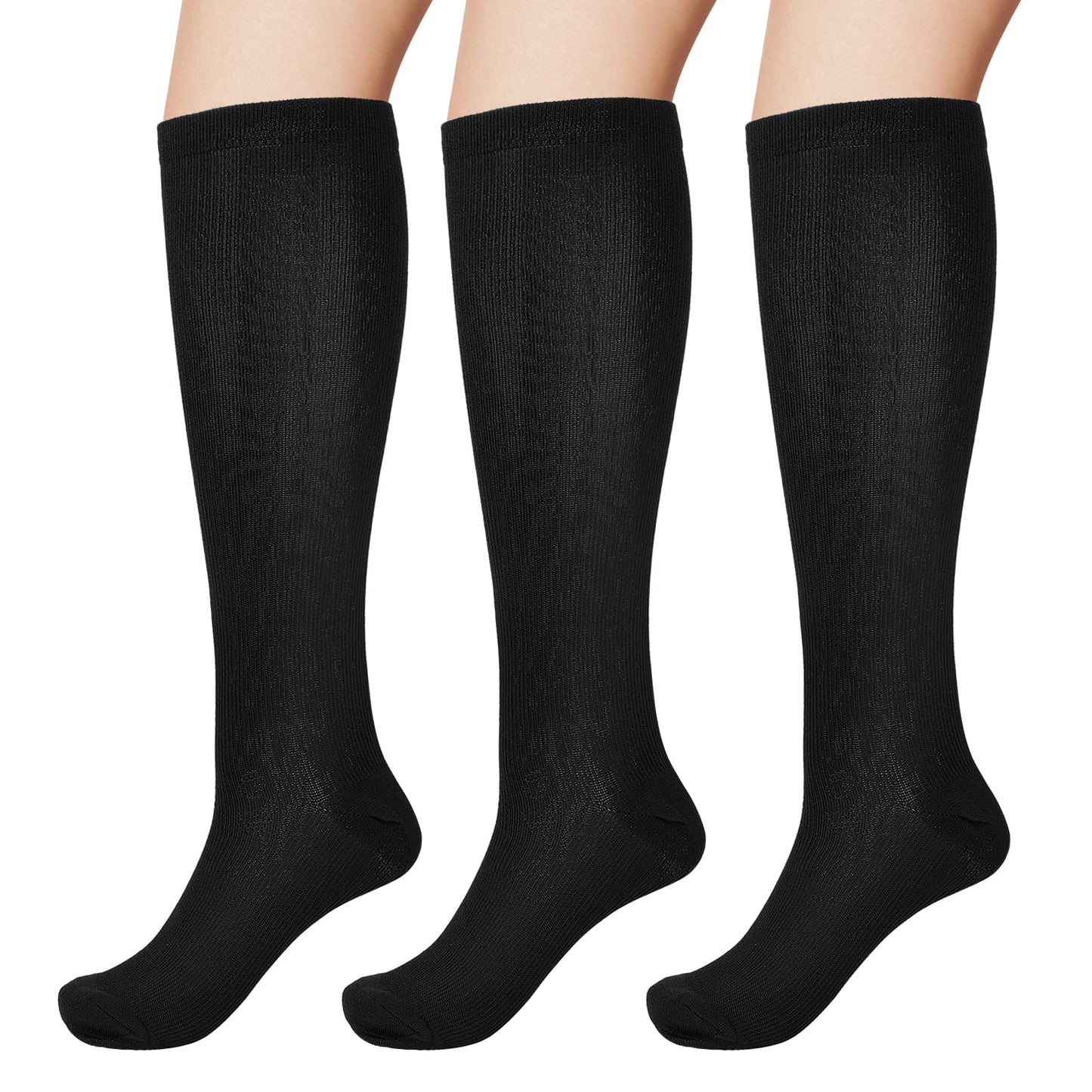 Sibba Knee-high Compression Socks 3 Pairs Tights Leggings Stockings Accessories Work Support Nursing Thick Black Ankle Tall Sock Streetwear Dance Outdoor Recreation Warm Winter Clothing For Women