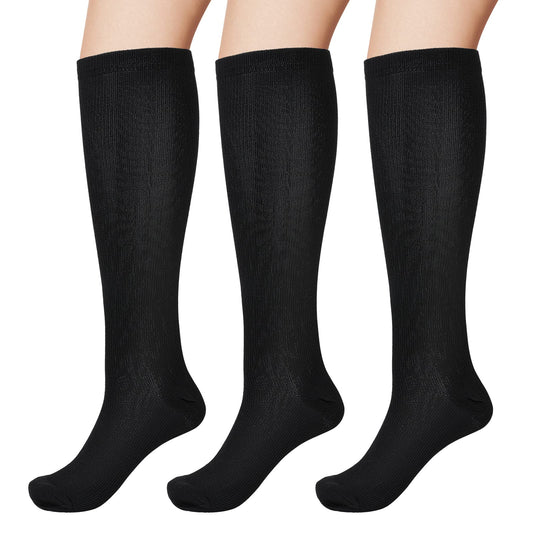Sibba Knee-high Compression Socks 3 Pairs Tights Leggings Stockings Accessories Work Support Nursing Thick Black Ankle Tall Sock Streetwear Dance Outdoor Recreation Warm Winter Clothing For Women