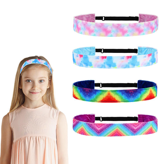 Sibba Elastic Cute Headbands 4 Pcs Non Slip Headpiece Stretch Band Hair Kerchief Wraps Little Hair Accessories Colorful Hair Ties Glitter Hairbands For Girls, Teens, Travel, Party