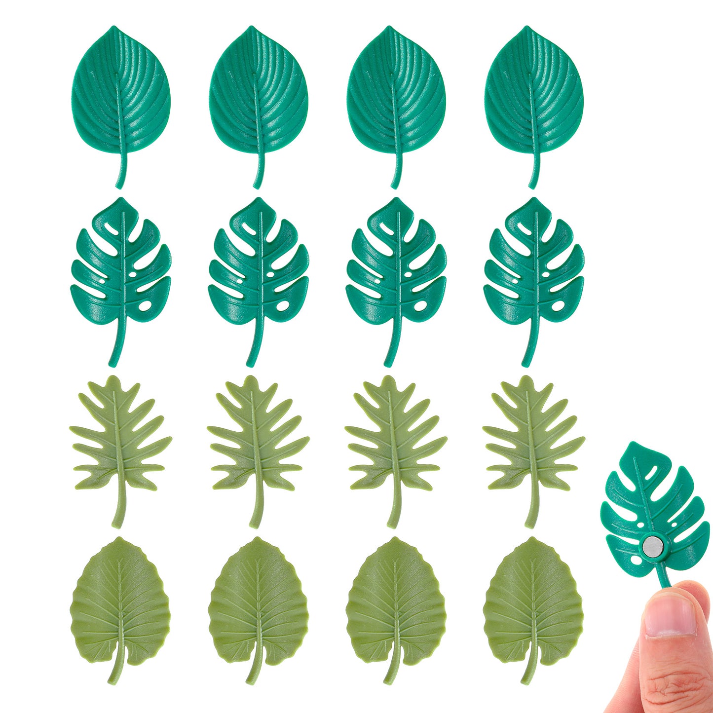 16Pcs Plant Fridge Magnets Mini Tropical Leaves Refrigerator Magnets Cute 3D Monstera Plant Refrigerator Magnet Decorative Leaf Shaped Magnet for Locker Fridge Home Office Whiteboard Decor (Green)