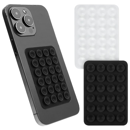 2PCS Silicone Suction Phone Case Mount, Silicone Phone Sticky Grip, Non Slip Suction Cup Phone Mount, Hands-Free Mirror Shower Phone Holder, Mobile Fidget Mirror Holder for Selfies Videos(White,Black)