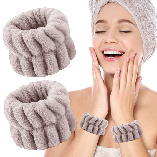 Sibba Women's Wristbands for Washing Face, Absorbent Wrist Towels Wrist Sweatband for Girls Prevent Water from Spilling Down Your Arms(Coffee)