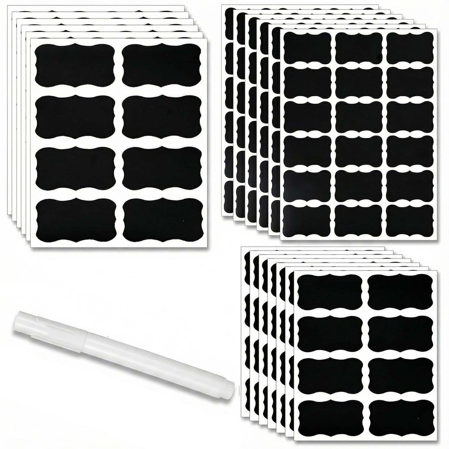 QFGasre 230pcs Chalkboard Labels Reusable Blackboard Stickers Labels for Jars Chalkboard Sticker Containers Storage Bins Waterproof with 1 Liquid Chalk Markers for Food Containers and Pantry Storag