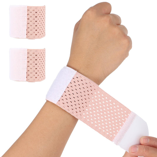 COMNICO 2PCS Wrist Wraps Support, Wrist Brace Wrap Compression Strap Brace Sport Sleeve Adjustable Pain Relief Tendonitis Elastic Tennis Working Out Weightlifting Bowling (Pink)