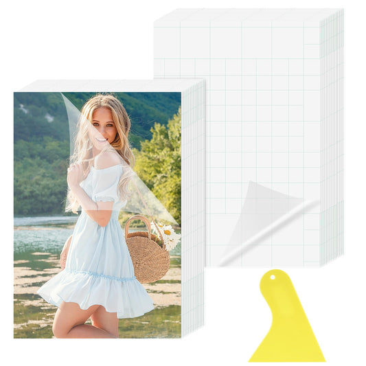 50 PCS Self-Adhesive Laminating Sheets 6 × 4 inches Clear Laminating Sheets No Machine Needed Adhesive Sheets No Heat Waterproof Lamination Sheet Paper for Business Card Photo Stickers