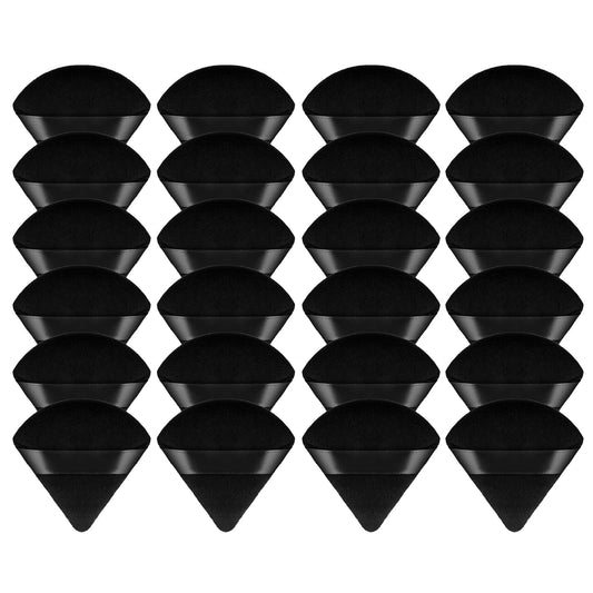 Sibba 24Pcs Powder Puffs, Face Triangle Makeup Puff, Cosmetic Powder Puff Washable Reusable Soft Velour Powder Sponge Makeup Foundation Blender for Face Body Loose Powder Wet Dry Makeup Tool (Black)