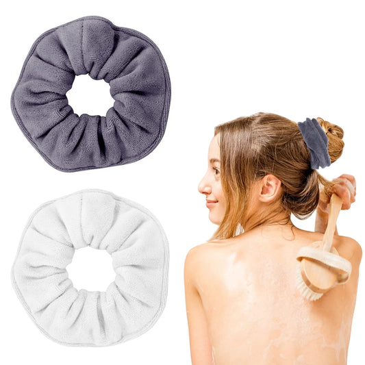 Sibba 2 Pieces Large Drying Scrunchies, Absorbent and Soft Microfiber for Frizz Free, Thick Ponytail Holder Wet and Dry Hair Accessories for Women Girls