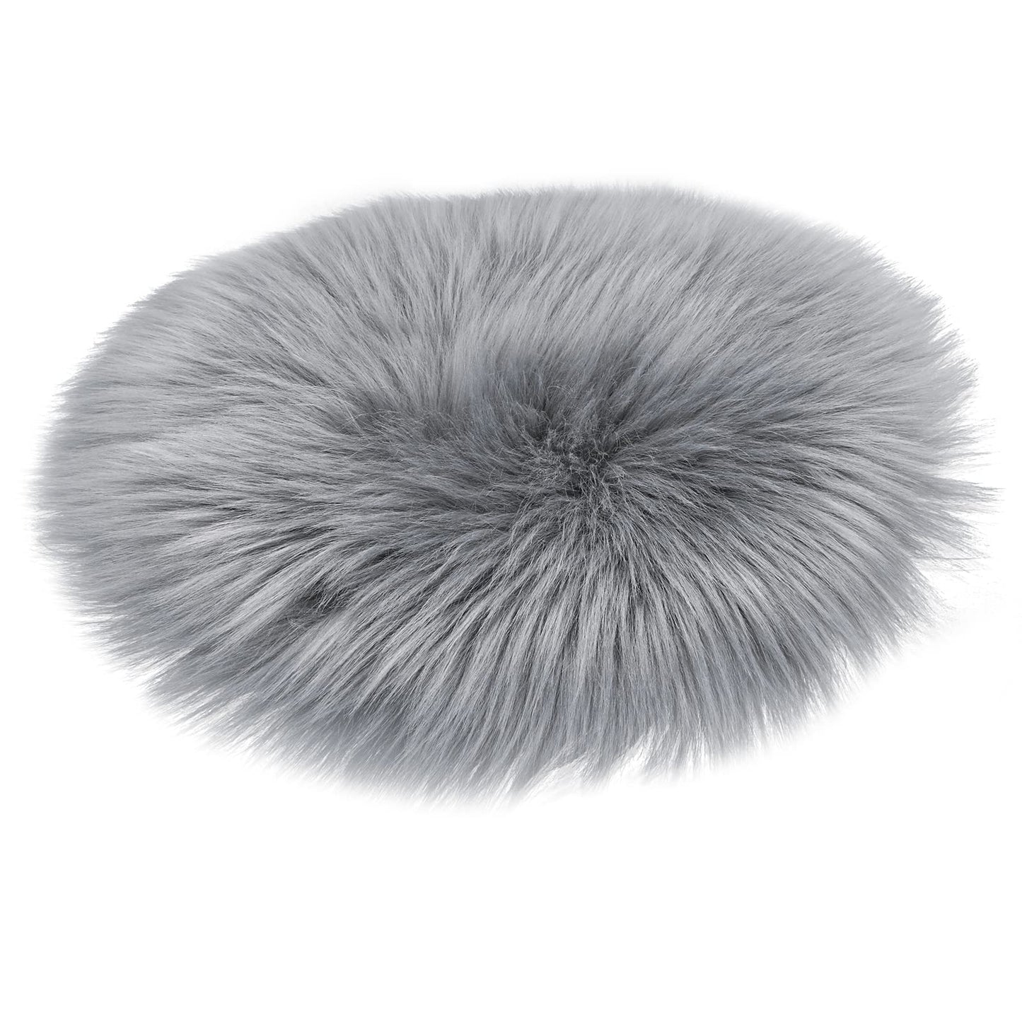Sibba Faux Fur Fluffy Area Rug Chair Pad Protectors 12 inch Small Round Cover Seat Cushion Carpet Mat Soft Seat Couch for Living Room Photographing Christmas Party Background Craft (Grey)