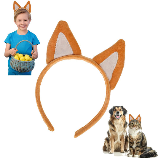 Sibba Shepherd Dog Headband Cute Hat Ears Hairband Animal Caps Headwear Soft Headpieces Costumes Hair Accessories Women Hair Band for Makeup Spa Gifts Cosplay Washing Party(Yellowish brown)