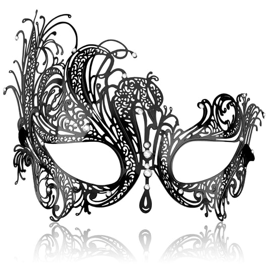 Sibba Masquerade Mask 1 PC Rhinestone Party Costumes Couples Dance Halloween Crystal Face Head Headgear Butterfly Mesh Strap Craft Evening Prom Ball Opera Adult Women(Black)