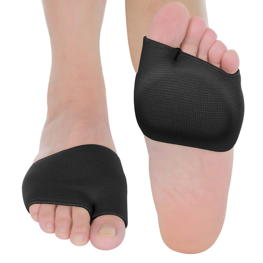 Sibba Metatarsal Pads Support Brace Orthotic Insoles 1 Pair Black Toe Correction Straightener Bunion Sleeve Forefoot Bottom Sole Ball of Foot Care Cushions Protector Relief Pain Callus Blisters
