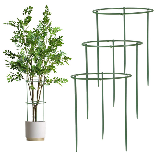 Wanmu Pack of 3 Round Plant Supports, Trellis, Plant Support, Ring Cages, Flower Holders for Garden Plants, Vegetables, Tomatoes, Beans, Peas, Peonies, Cucumbers, Orchids
