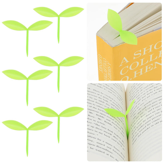 Sibba Little Green Sprout Bookmarks 6 Pcs Marker Plant Mini Accessories Silicone Creative Gifts Grass Buds Book Covers Aesthetic Cute Set Bookie Cushion Pocket for Bookworm Book Lovers Reading