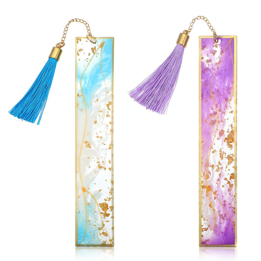 2Pcs Book Page Holder Resin Dried Flower Bookmarks with Tassels Transparent Pressed Flower Bookmark Durable Handmade Floral Page Marker for Women Kids Book Lovers Bookworm Literary Students Teachers