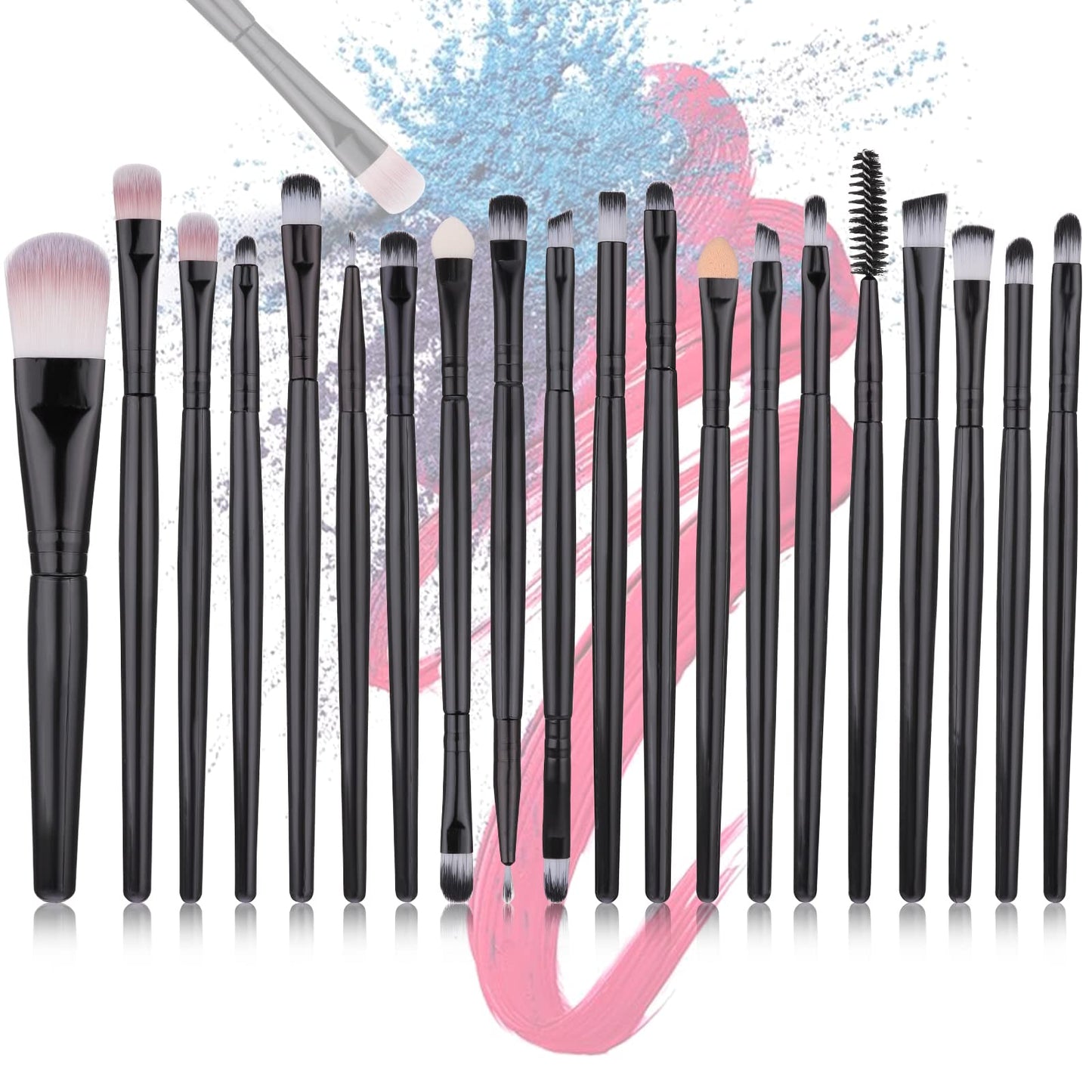 Sibba Makeup Brush Set, 20 Pcs Premium Synthetic Foundation Powder Concealers Eye shadows Blush Makeup Brushes with Soft Hairs and Real Wood Handle for Eyeshadow, Blending, Eyebrow, Eyeliner(Black)