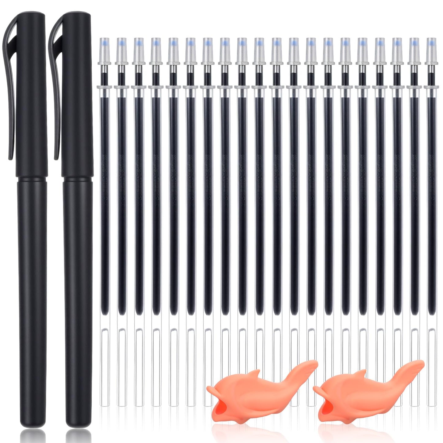 Wanmu Magic Pens & Refills for Kids, Disappearing Ink Pens with Pencil Grippers, Grooved Writing Practice Tools for Children's Magic Copybooks, Handwriting, Grooved Kids Book