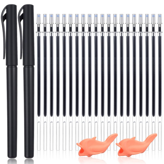 Wanmu Magic Pens & Refills for Kids, Disappearing Ink Pens with Pencil Grippers, Grooved Writing Practice Tools for Children's Magic Copybooks, Handwriting, Grooved Kids Book