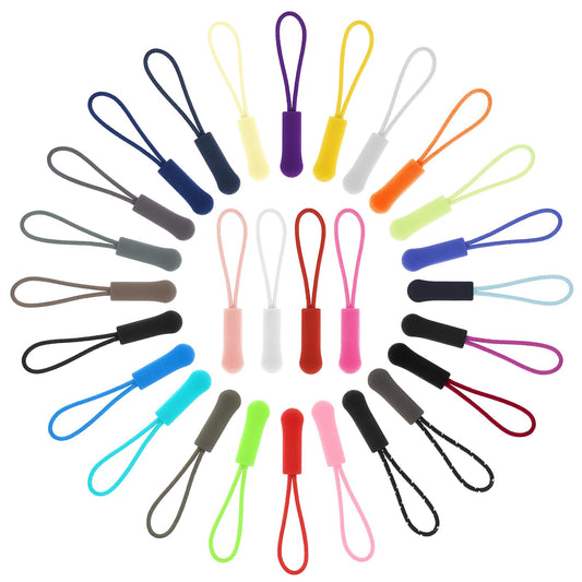 COMNICO 56pcs Zipper Pulls, 28 Colors Nylon Cord Zipper Tab Tags Zipper Pull Replacement Extension Fixer for Luggage Backpacks Handbags Purses Jackets