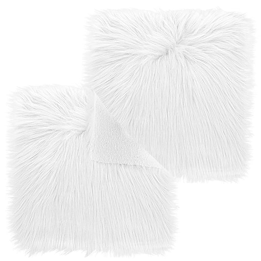 Sibba Fur Faux Locker Fabric Rug Polyester Yard Pre Cut Artificial Craft Costume Double Side Square Crafting Strips Liners Set Plush Precut Fluffy Cloth Photography Cosplay Outdoor(White,20 cm)