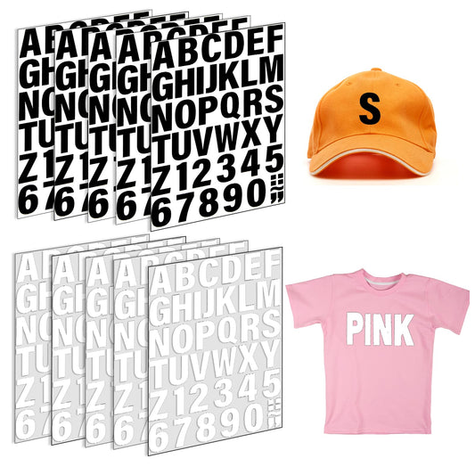 10 Sheets 530Pcs Iron on Letters and Numbers for Clothing, 2 Inch Iron on Vinyl Letters, Heat Transfer Letters with A-Z PU Alphabets Letters 0-9 Iron on Numbers Alphabet Sticker for Fabric, Clothin