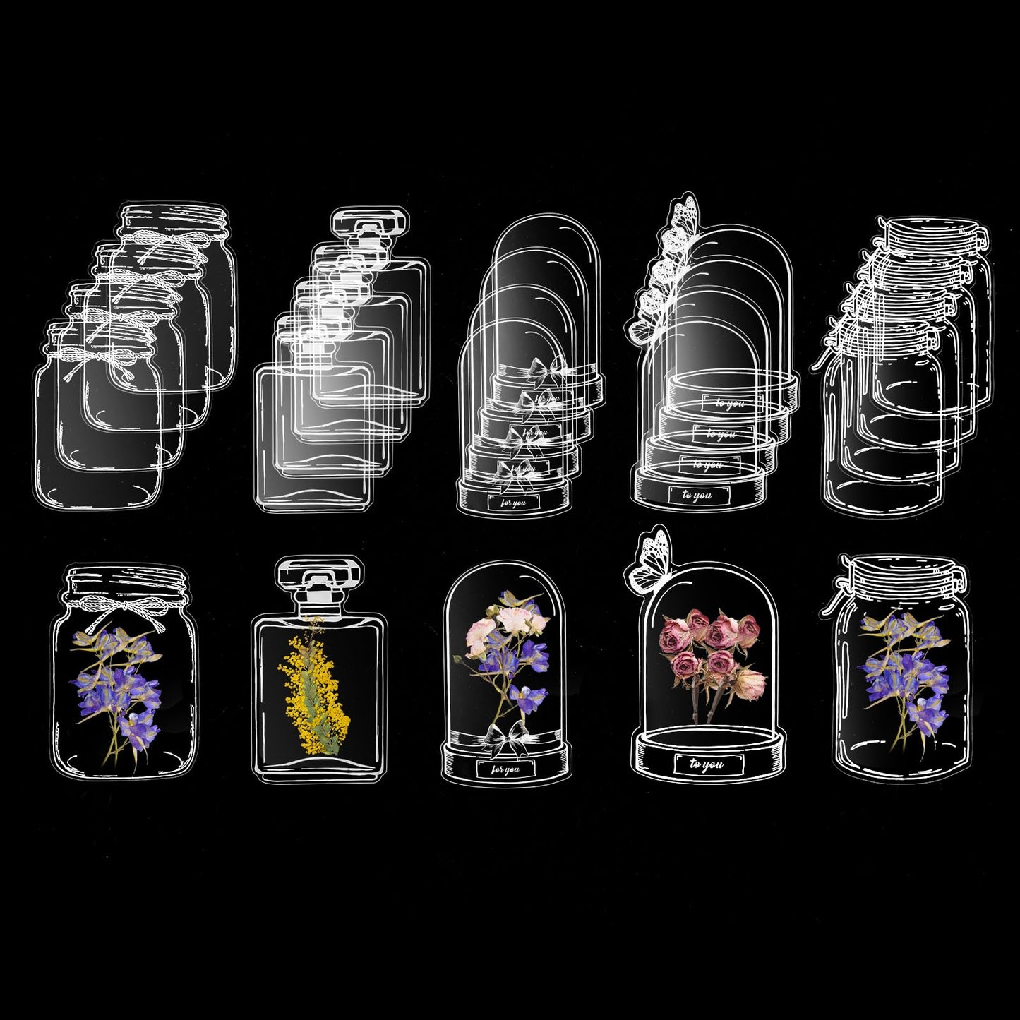 Dimeho 20Pcs Large Size DIY Bookmarks Dried Flower Bookmark Kit Transparent Beautiful Flower Bookmarks Maker Handmade Flower Page Clips Clear Drift Bottle Bookmark for Book Lovers (Without Flowers)