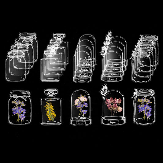 Dimeho 20Pcs Large Size DIY Bookmarks Dried Flower Bookmark Kit Transparent Beautiful Flower Bookmarks Maker Handmade Flower Page Clips Clear Drift Bottle Bookmark for Book Lovers (Without Flowers)