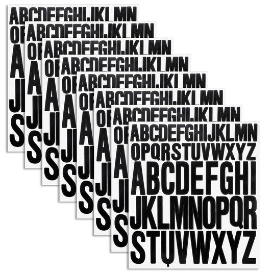 COMNICO 8 Sheets Letters Stickers, Self Adhesive Vinyl Stick on Capital Letter Alphabet Sticker Decoration Decals for Craft Door Car Classroom Notebook (Black,1 in + 2 in)
