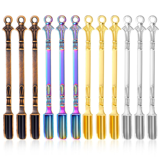 Wanmu 12PCS Mini Spoon Set, Small Shovel Metal Medicine Spoon, Tiny Spoons for Powder and Spice