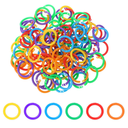 Dimeho 120 Pcs Plastic Loose-Leaf Ring, Flexible Loose Leaf Rings, Multi-Color Plastic Book Rings, Index Card Rings Clips for Scrapbooks Notebook Documents Rings School Office, 6 Colors (15 mm)