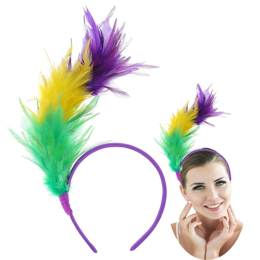 Sibba Hat Dress Headband Colorful Feather Fascinator Headwear Outfits Carnival Skirt Hair Styling Clip Flower Butterfly Headpiece Crown Birth Prom Tea Party Christmas Easter Halloween Cosplay(Purple)