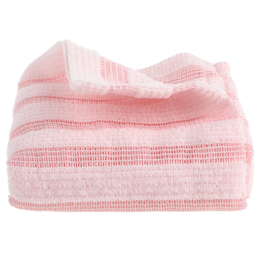 Sibba 1 PC Back Scrubber Cloth Loofah Shower Exfoliating Body Foot Scrub Brush Cleaning Shower Washer Towel Exfoliator Long Handle Hand Wash Massage Bar Soap Foams Up Bath(Pink)